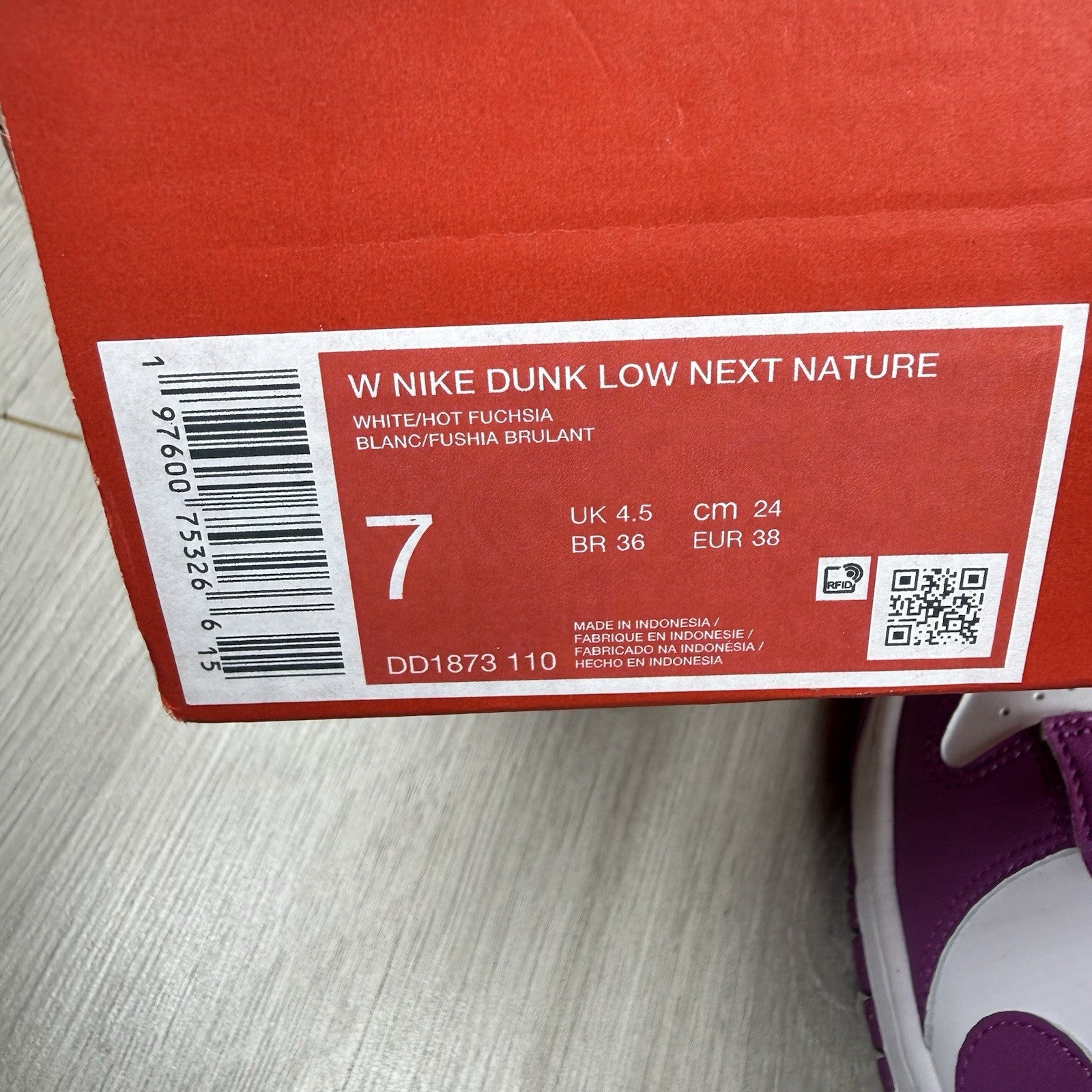 Nike Dunk Low Next Nature Trainers Hot Fuchsia Size UK4.5 DD1873-11014