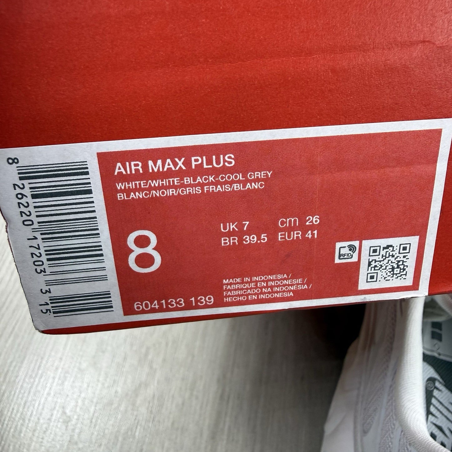Nike Air Max Plus TN Trainers White Size UK7 604133-1397