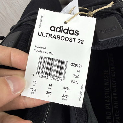 Adidas Ultra Boost 22 Trainers Triple Black Size UK10 EU42 2/3 GZ012713