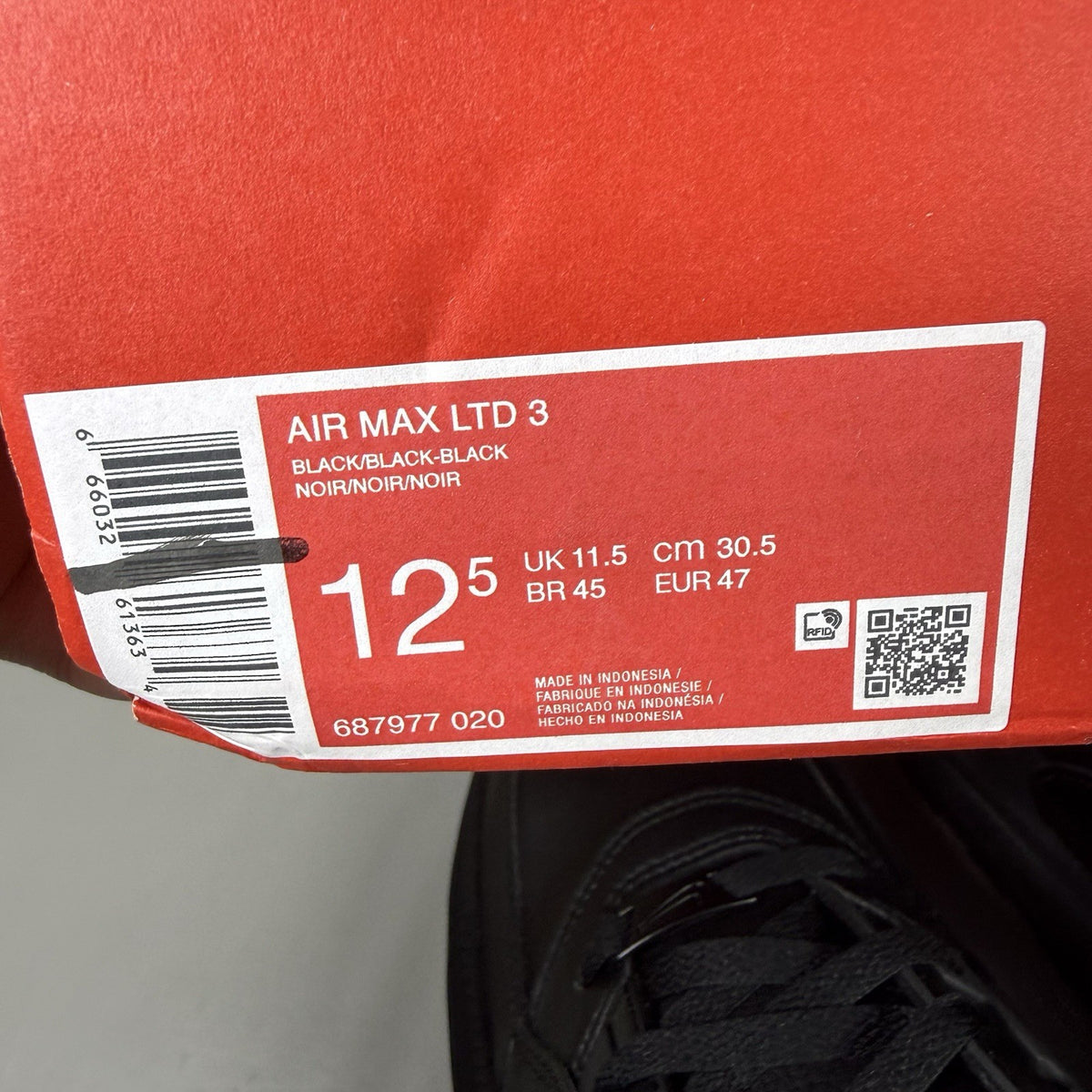 Nike Air Max LTD 3 Trainers Triple Black Size UK11.5 687977-02011