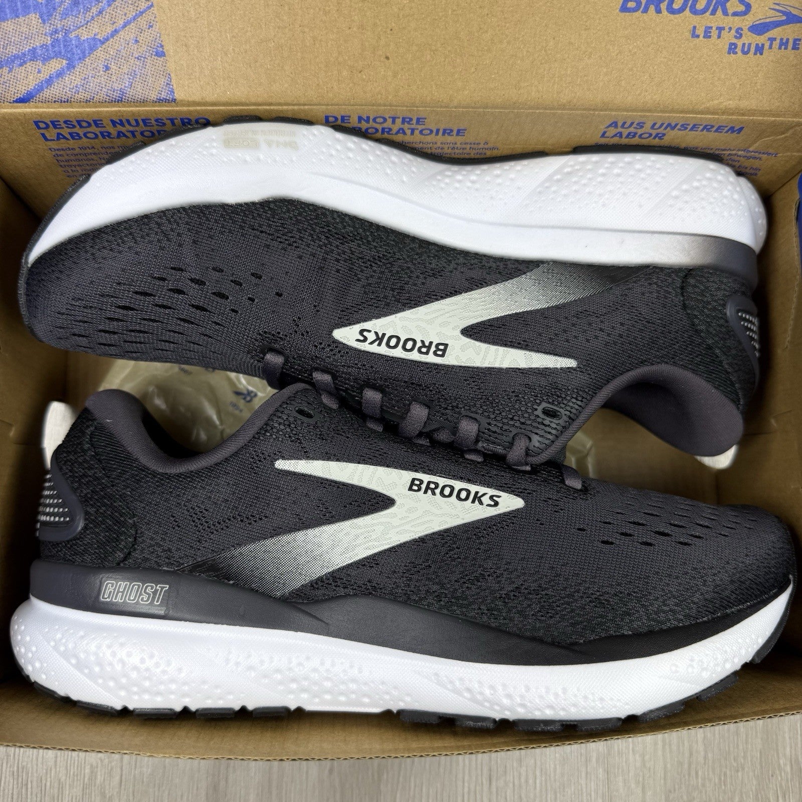 Brooks Ghost 16 Medium Trainers Black White Grey Size UK5 EU38 1204071B0908