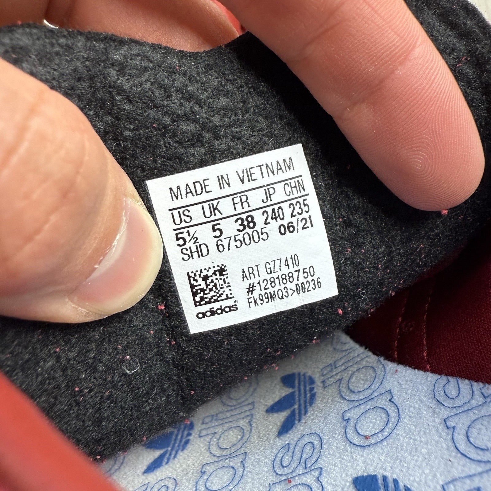 Adidas Hamburg Trainers Red White Size UK5 GZ741014