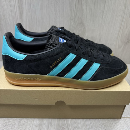 Adidas Gazelle Indoor Trainers Size UK9 EU43 1/3 Core Black Aqua EE57321