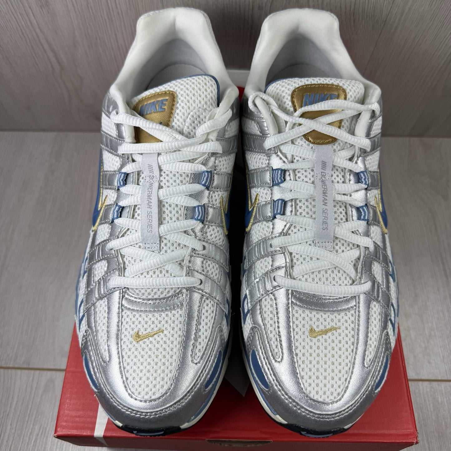 Nike P-6000 Trainers Metallic Silver Aegean Storm Size UK9.5 H7246-10010