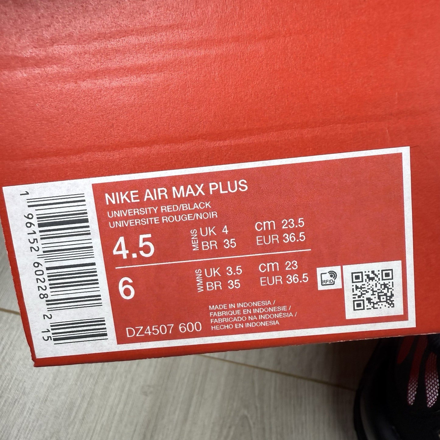 Nike Air Max Plus TN Trainers Bred Reflective Size UK4 DZ4507-6006