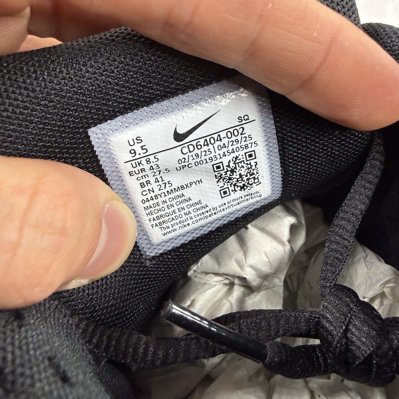 Nike P-6000 Trainers Triple Black Size UK8.5 CD6404 00212