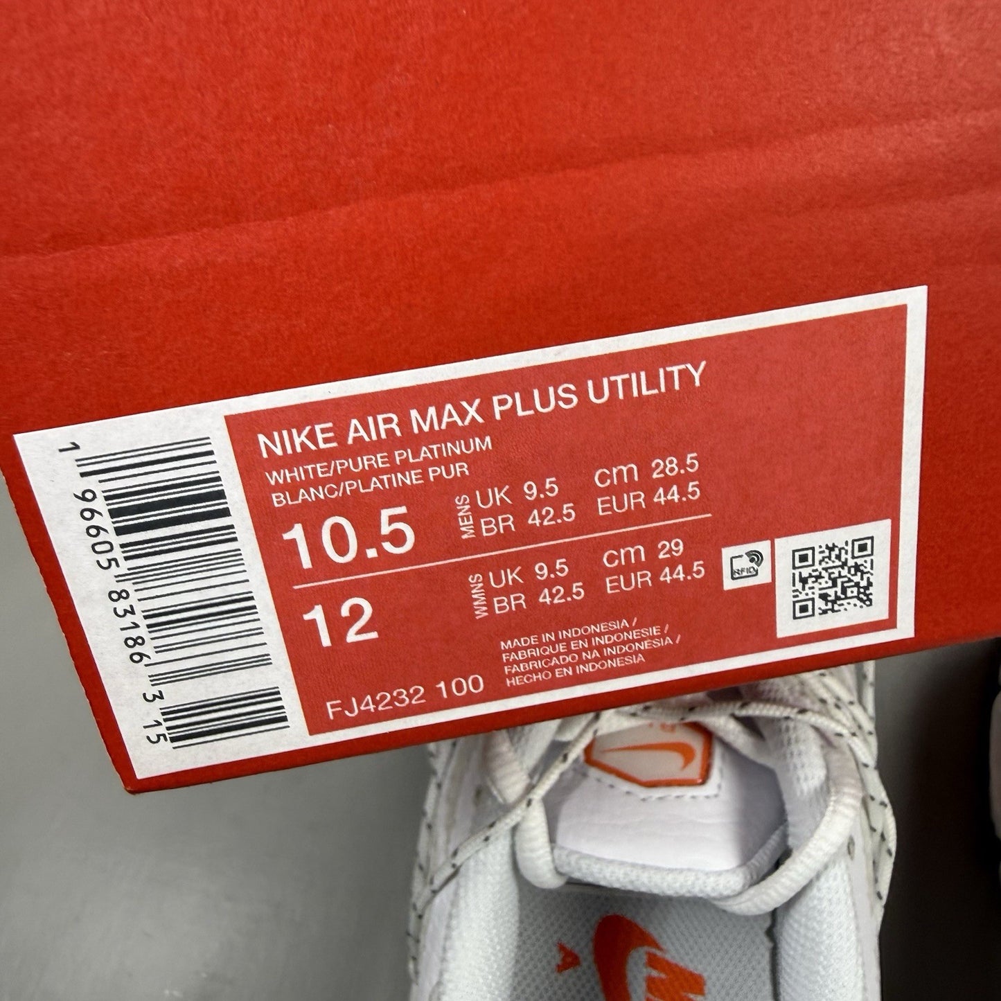 Nike Air Max Plus Utility TN Trainers White Platinum UK9.5 FJ4232-10013