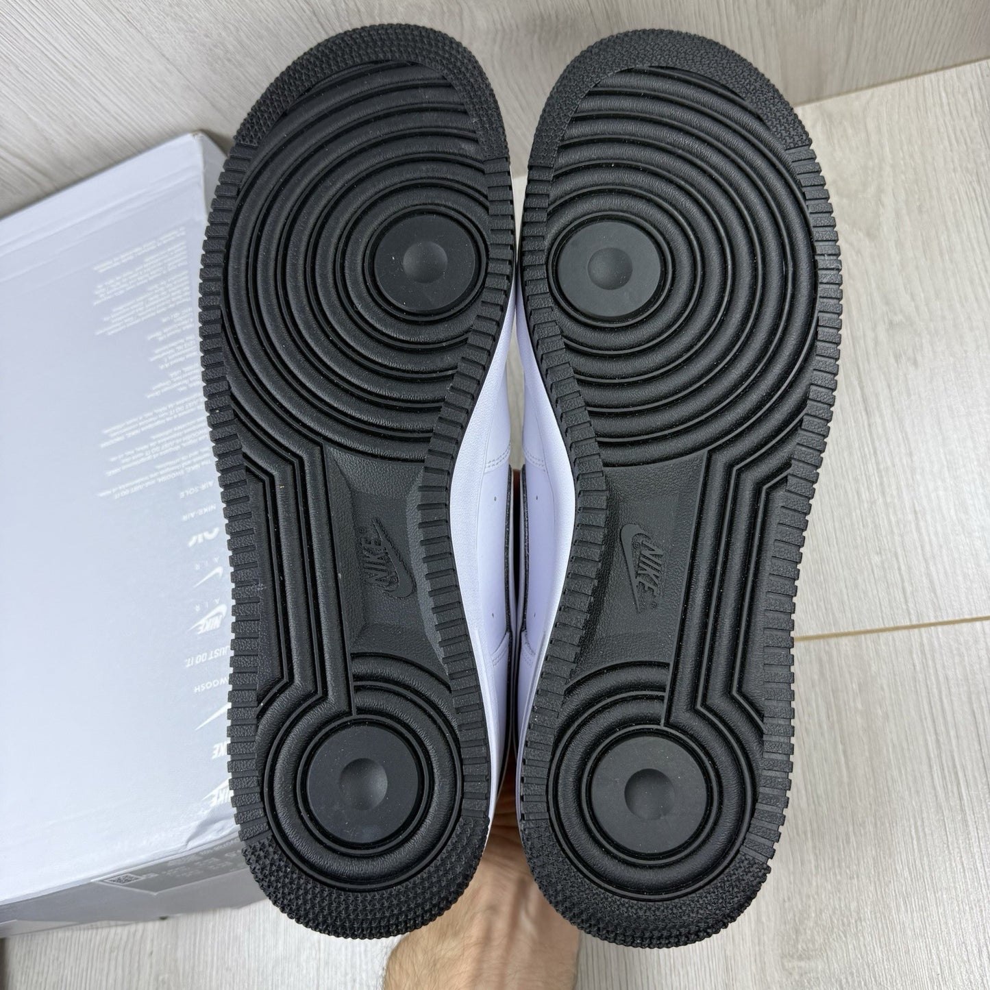 Nike Air Force 1 Low Trainers Outline Swoosh White Black Size UK12 DV0788 10311