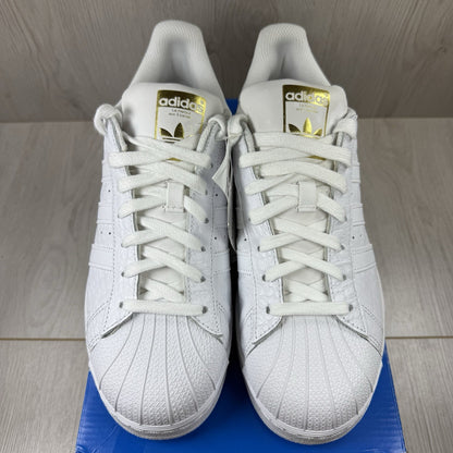 Adidas Superstar Trainers White Gold Metallic Size UK8 AQ668610