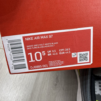 Nike Air Max 97 Trainers Smoke Grey Volt White Size UK9.5 DJ6885-0017