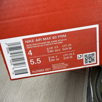 Nike Air Max 90 Premium Trainers Iron Grey Size UK3.5 HM0625-00116
