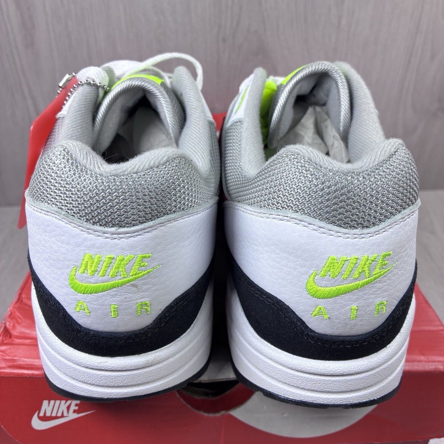 Nike Air Max 1 Trainers Chili Volt White Size UK9.5 HF0105-10012