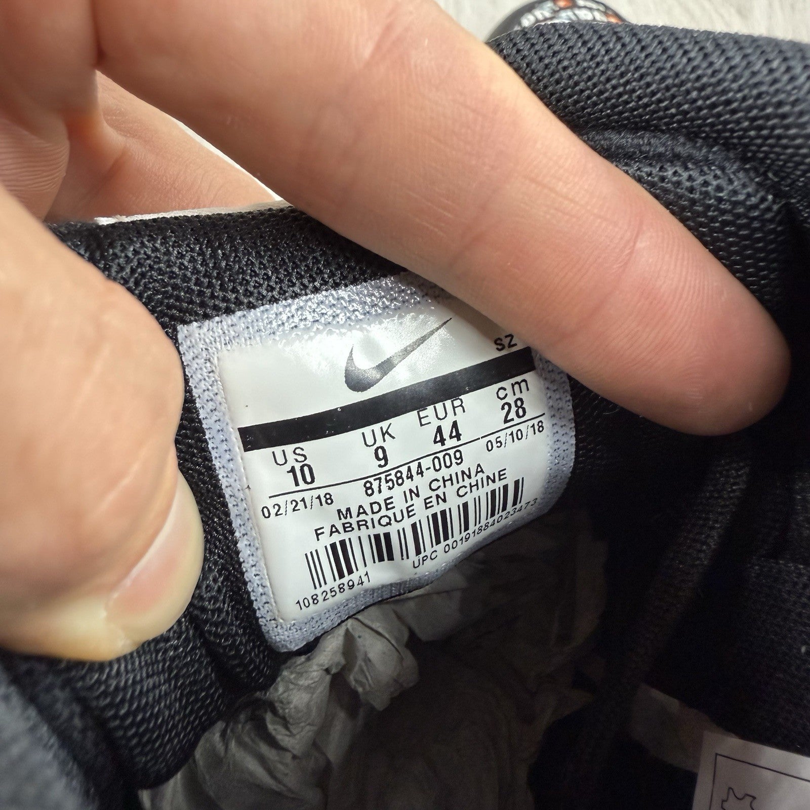 Nike Air Max 1 Trainers Just Do It Pack Black Size UK9 875844-00913