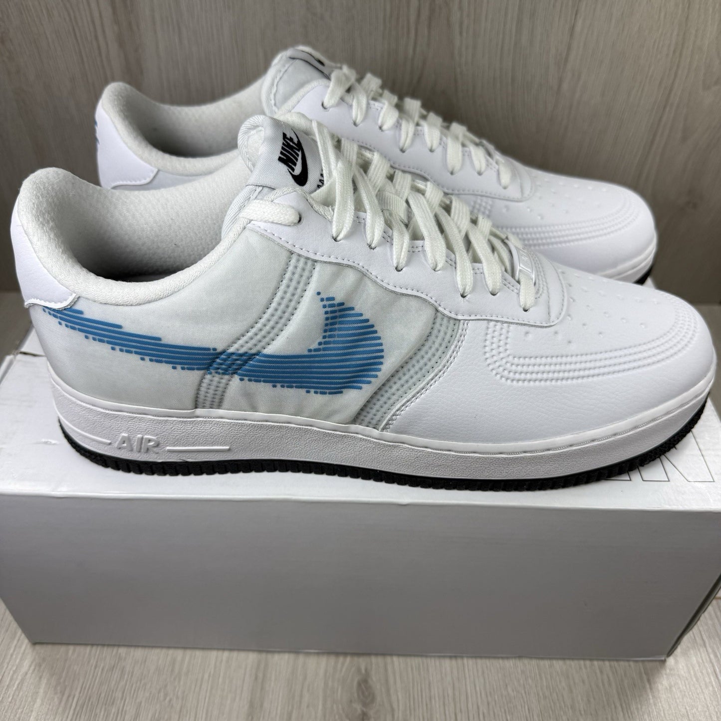 Nike Air Force 1 Low Trainers White Blue Size UK10.5 DN4164-9917