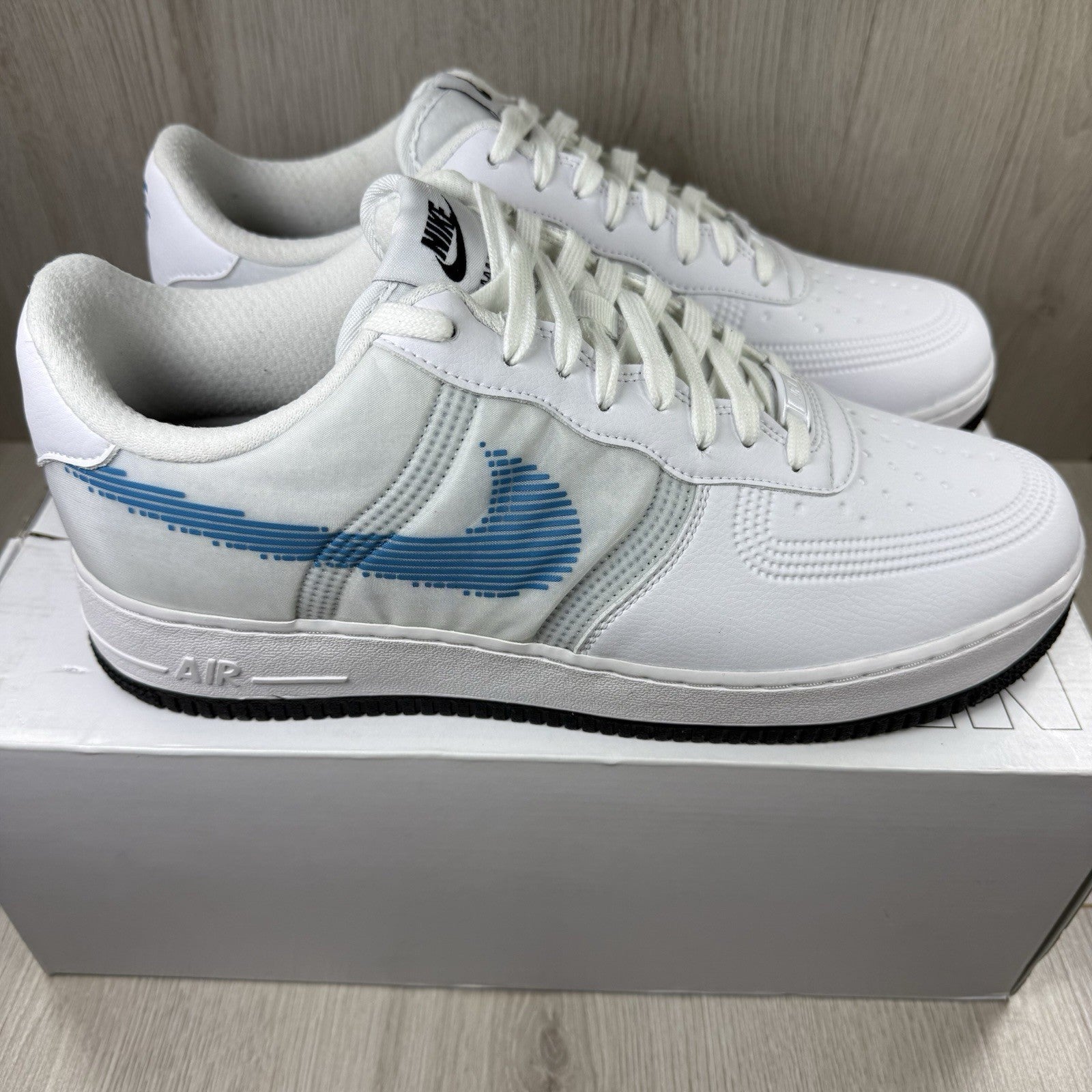 Nike Air Force 1 Low Trainers White Blue Size UK10.5 DN4164-9917