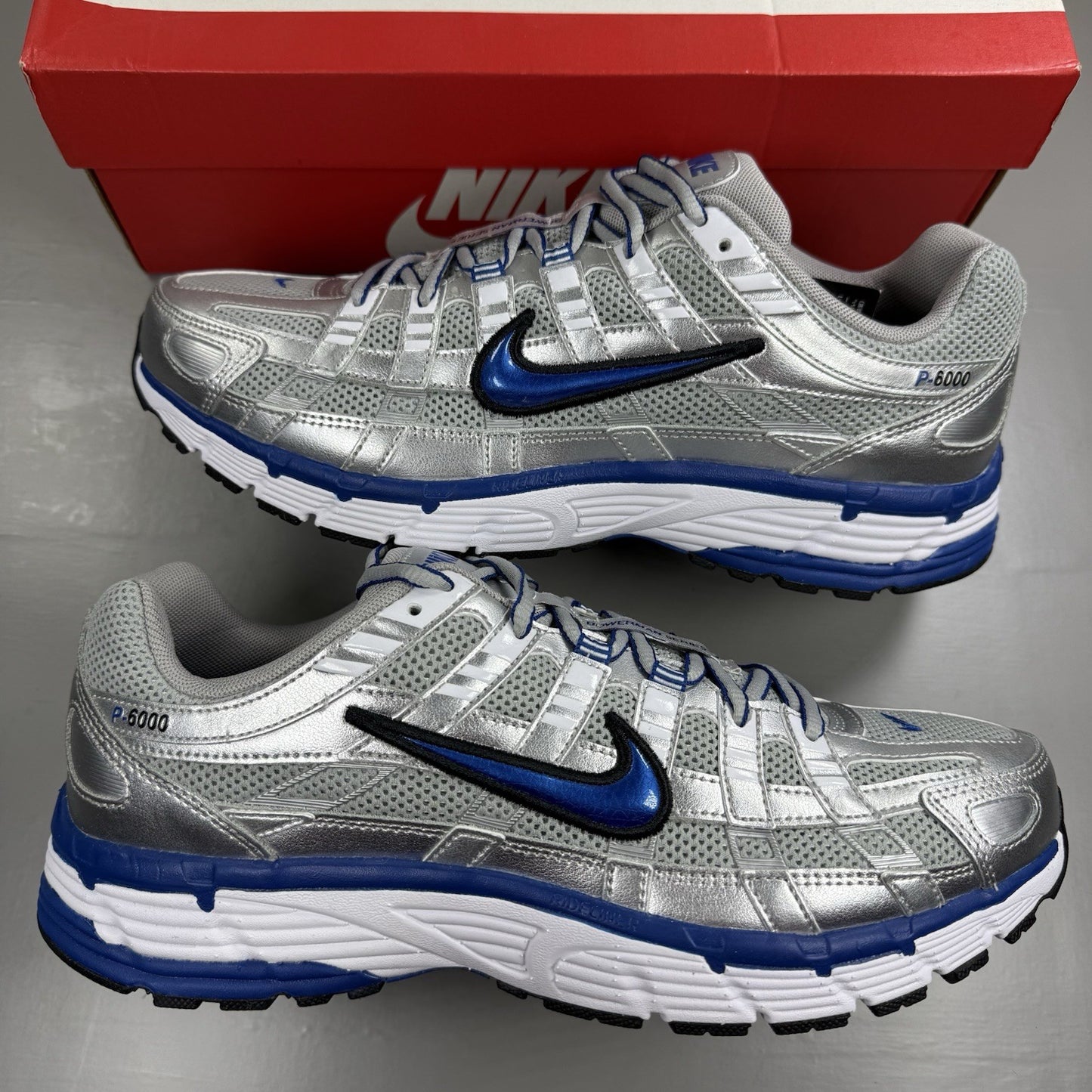 Nike P-6000 Trainers Laser Blue Silver White Size UK8.5 BV1021 0010