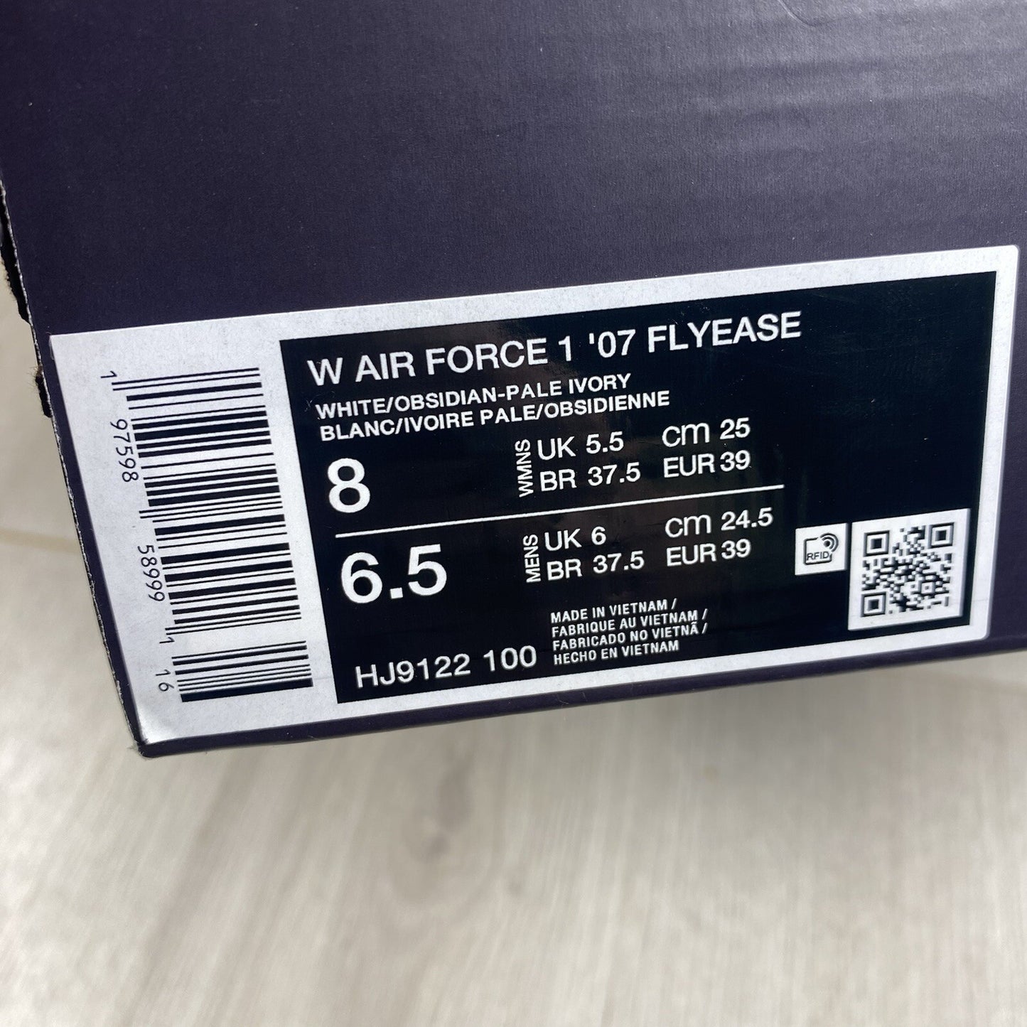 Nike Air Force 1 '07 Flyease Trainers White Size UK5.5 HJ9122-1005