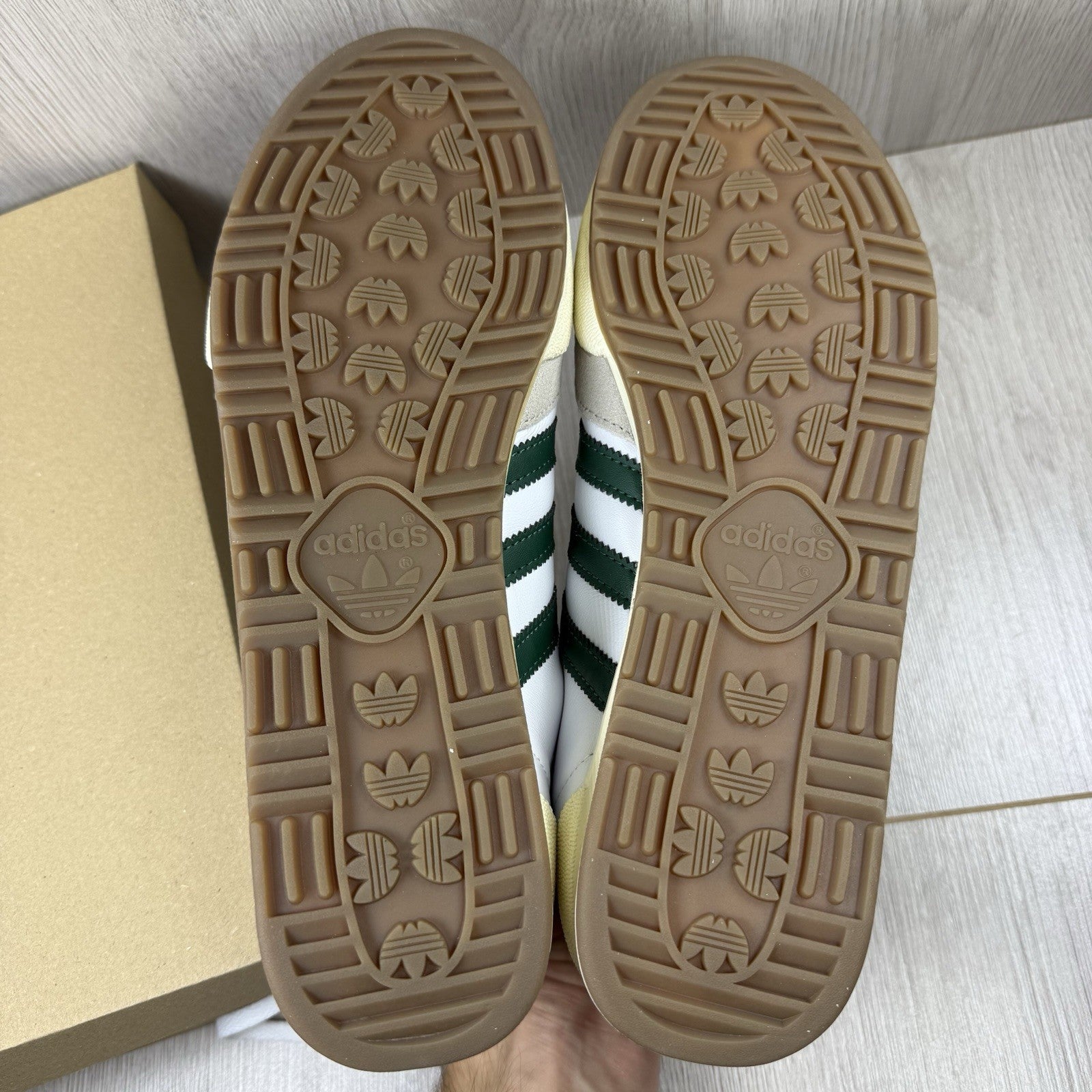 Adidas Jeans Trainers White Green Gum Size UK9 BB74404