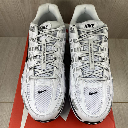 Nike P-6000 Trainers White Metallic Silver Black Size UK6.5 CD6404-1072