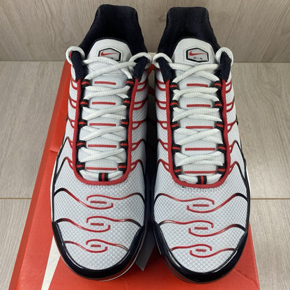 Nike TN Air Max Plus Trainers Pure Platinum Black Red Size UK8.5 FN6949-0023
