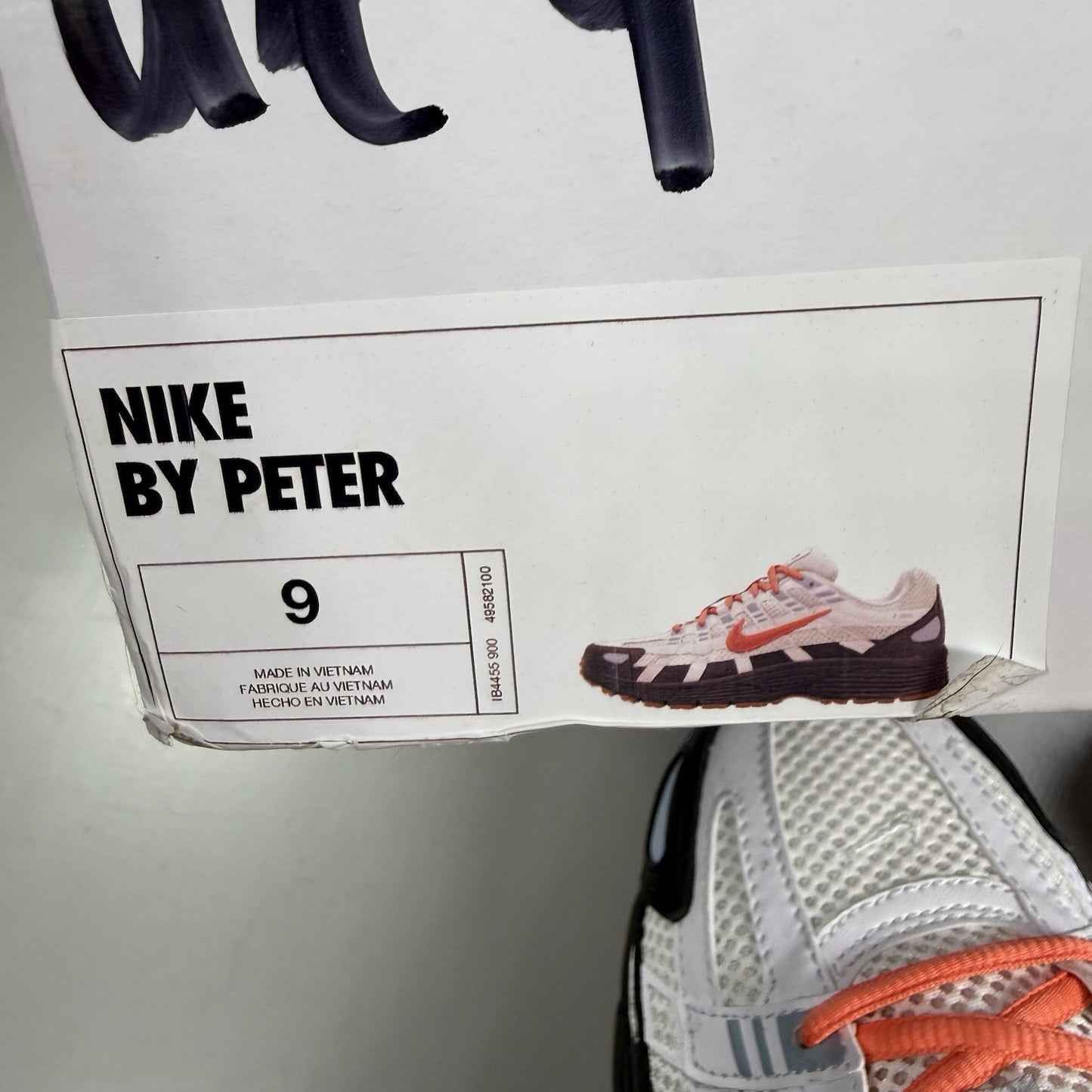 Nike P-6000 ID Trainers White Black Orange Gum Size UK9 IB4455-90011