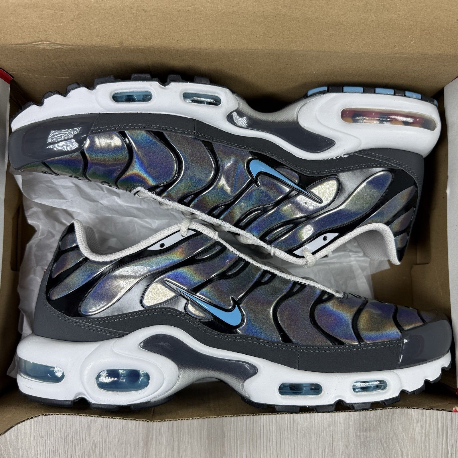 Nike Air Max Plus TN Trainers Iridescent White Size UK11 HV2525-0018