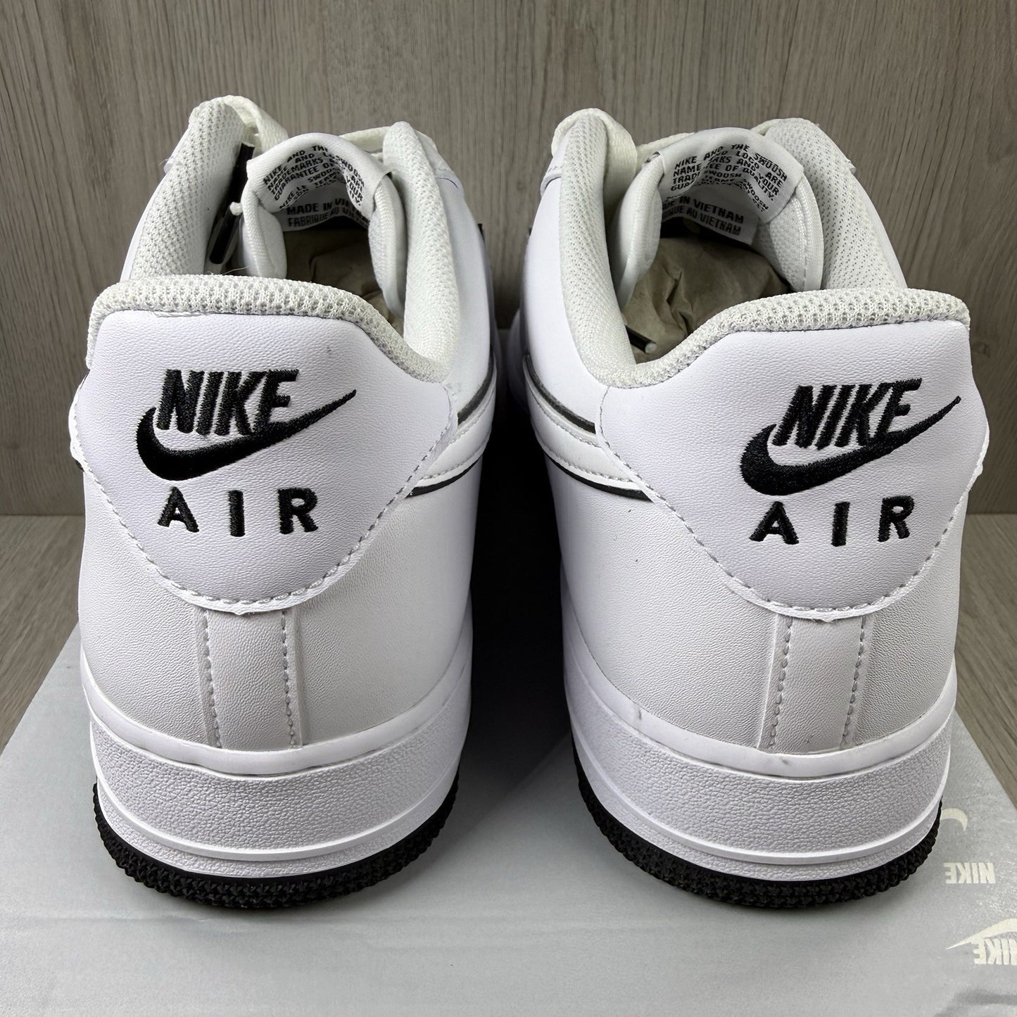 Nike Air Force 1 Low Trainers Outline Swoosh White Black Size UK12 DV0788 1033