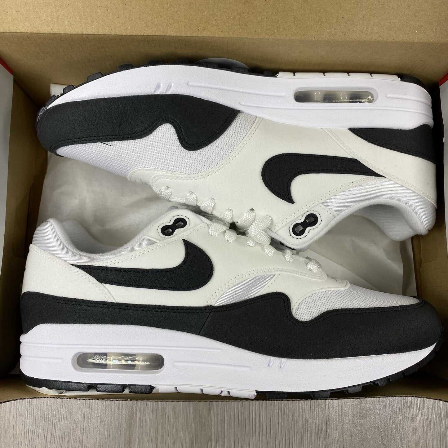 Nike Air Max 1 Trainers White Black Neutral Grey Size UK6 DZ2628-1020