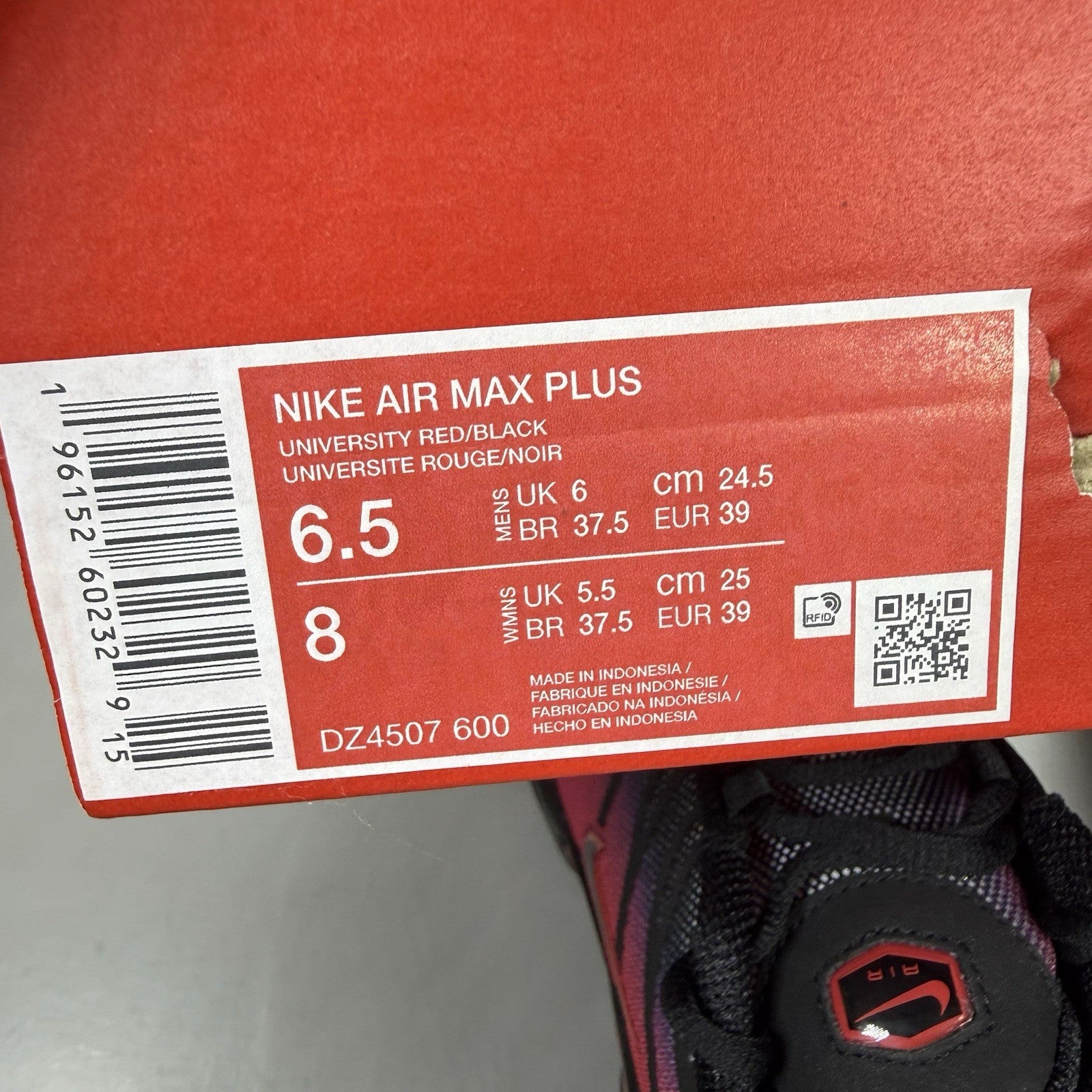 Nike TN Air Max Plus Trainers Bred Reflective Size UK6 DZ4507 60013