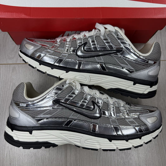 Nike P-6000 Trainers Metallic Silver White Size UK9 CN0149-0010