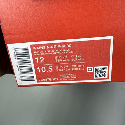 Nike P-6000 Trainers Metallic Silver White Size UK9.5 FD9876 1015