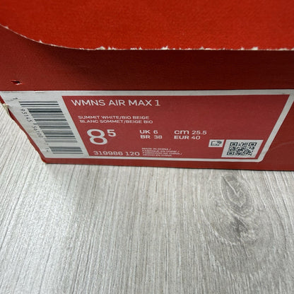Nike Air Max 1 Trainers Summit White Bio Beige Size UK6 319986-1204