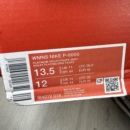 Nike P-6000 Trainers Platinum Violet Vast Grey Size UK11 IB4019-0196