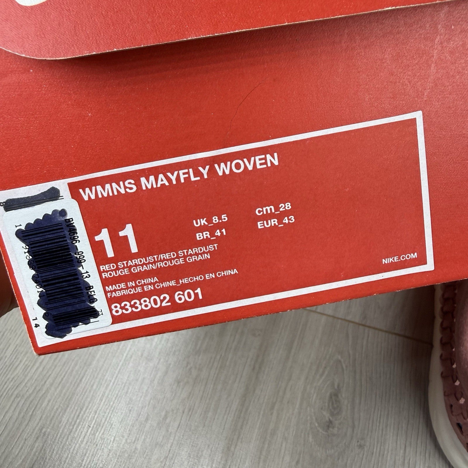 Nike Mayfly Woven Trainers Red Star Dust White Size UK8.5 833802-60113