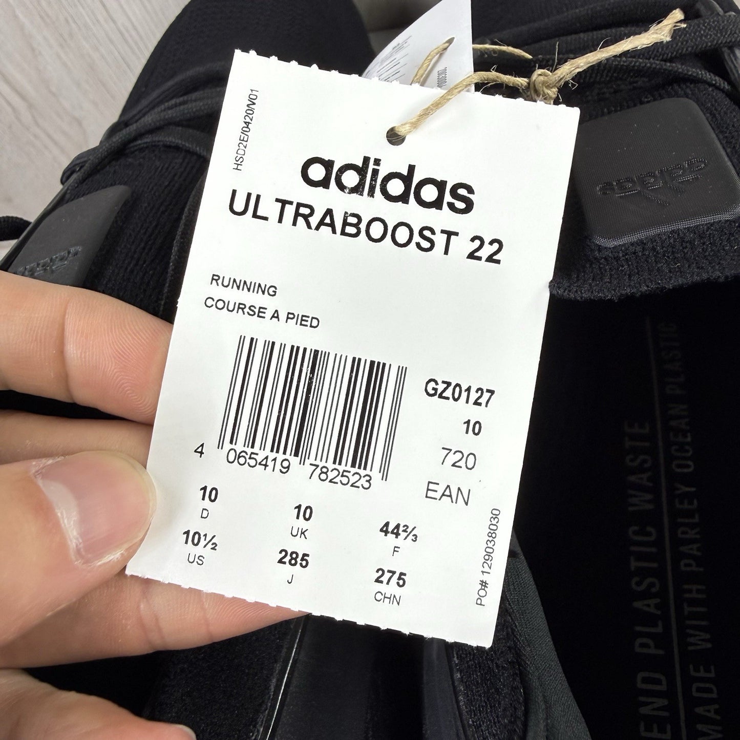 Adidas Ultra Boost 22 Trainers Triple Black Size UK10 EU42 2/3 GZ01274