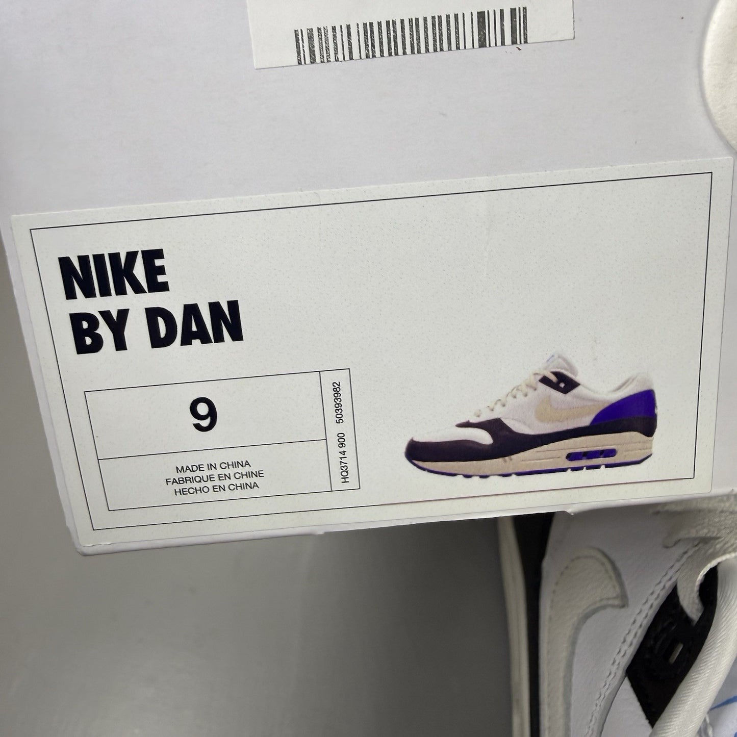 Nike Air Max 1 ID Trainers White Black Blue Size UK9 HQ3714-9006