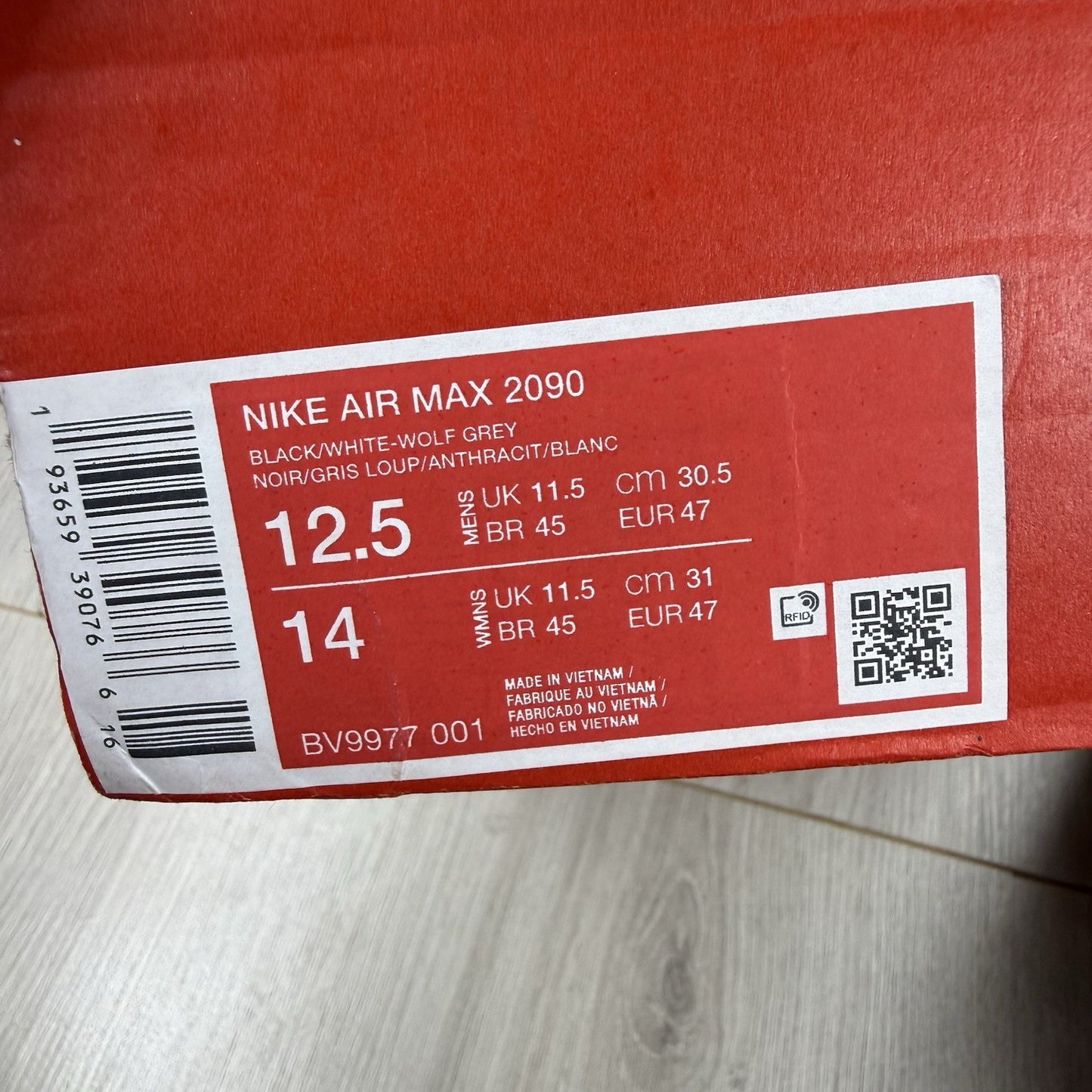 Nike Air Max 2090 Trainers Black Wolf Grey Size UK11.5 BV9977-00114