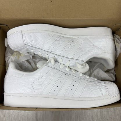Adidas Superstar Trainers White Gold Metallic Size UK8 AQ66868