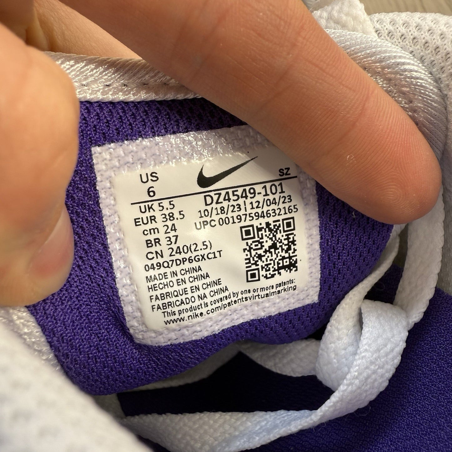 Nike Air Max 1 SC Trainers Field Purple White Size UK5.5 DZ4549-10114