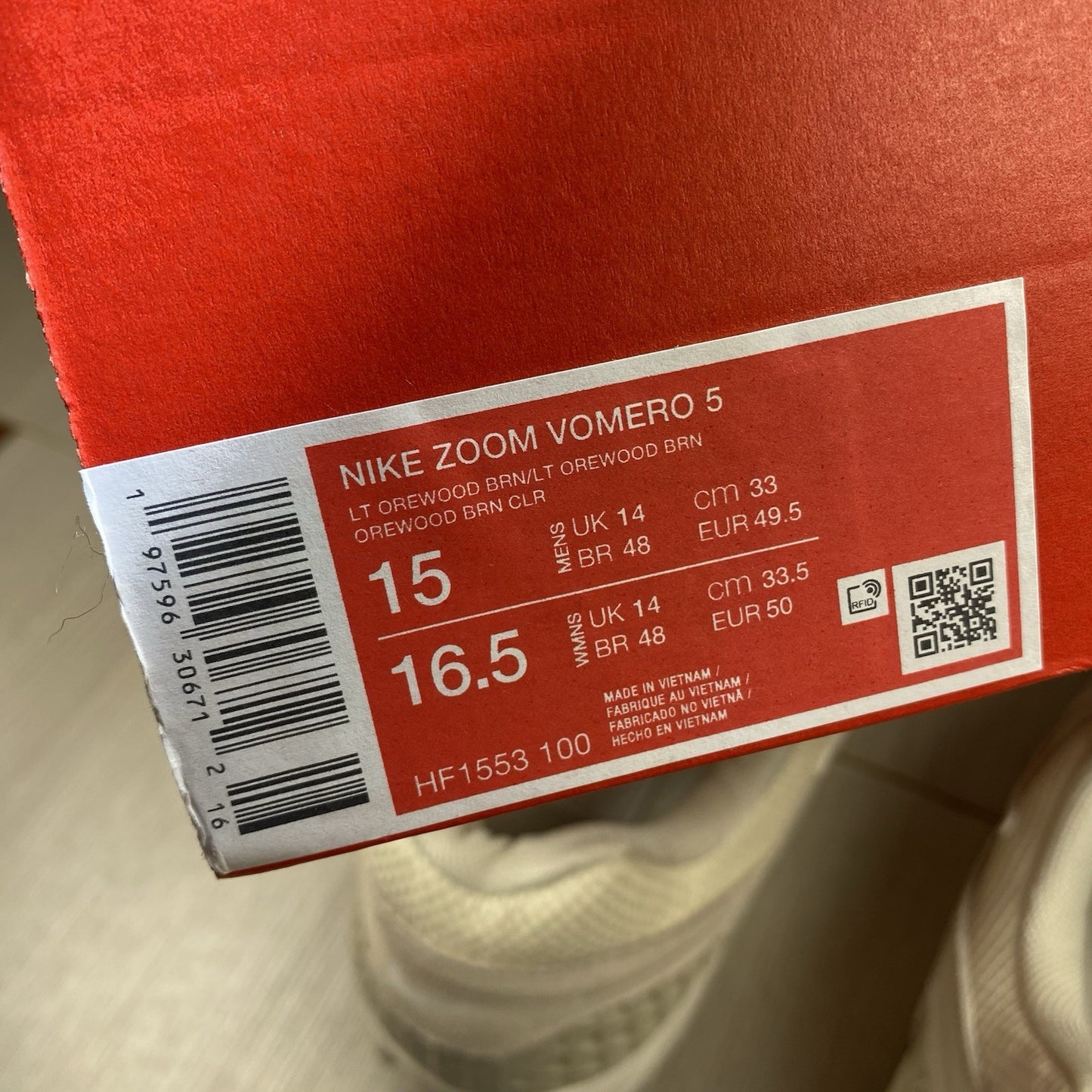 Nike Zoom Vomero 5 Light Orewood Brown Size UK14 HF1553-10013