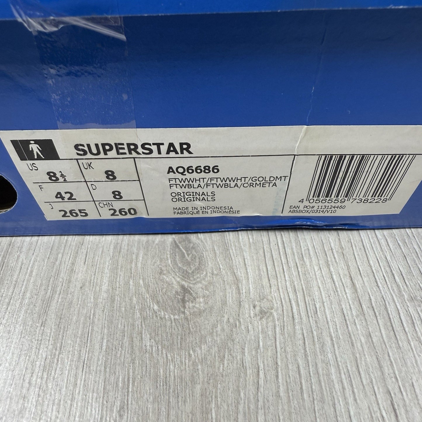 Adidas Superstar Trainers White Gold Metallic Size UK8 AQ668612