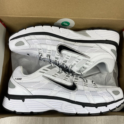 Nike P-6000 Trainers White Metallic Silver Black Size UK6.5 CD6404-1070