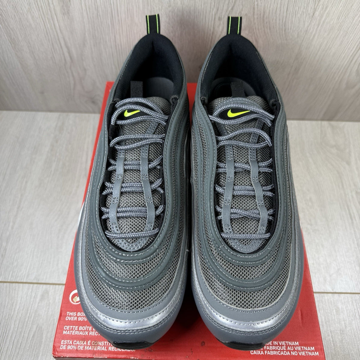 Nike Air Max 97 Trainers Smoke Grey Volt White Size UK9 DJ6885-00110