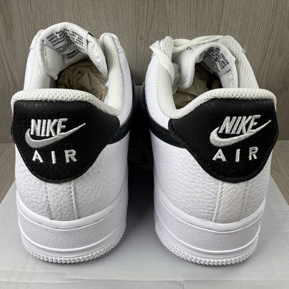 Nike Air Force 1 Low Trainers Pebbled White Black Size UK8 CT2302-1003