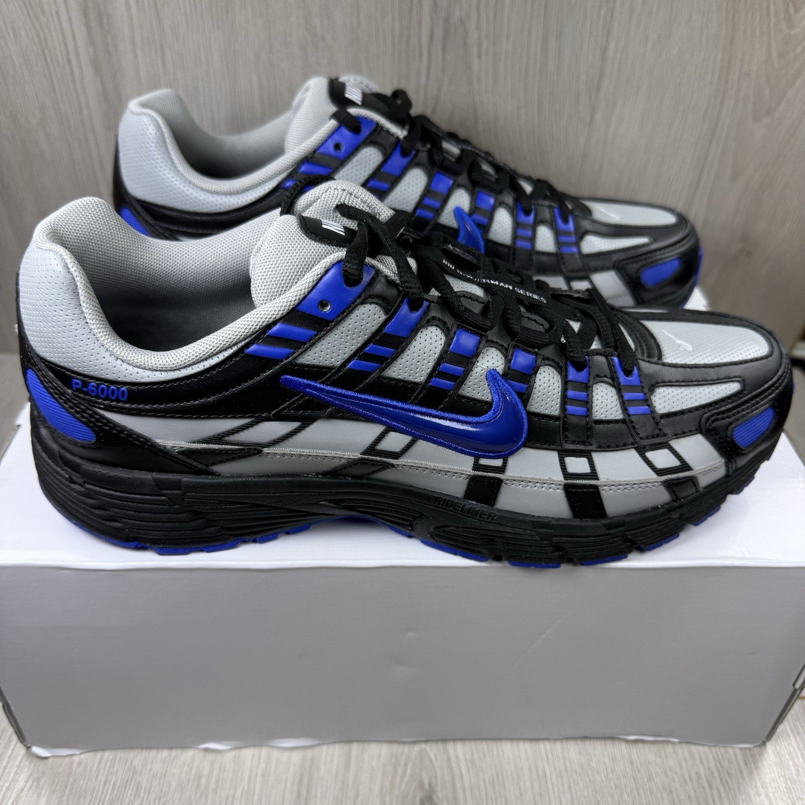 Nike P-6000 Trainers Shadow Grey Black Blue Size UK9 IB4455-9009