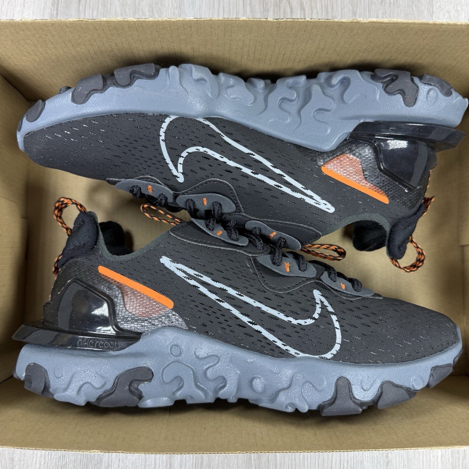 Nike React Vision Trainers Black Safety Orange Size UK5.5 HJ8997 0010