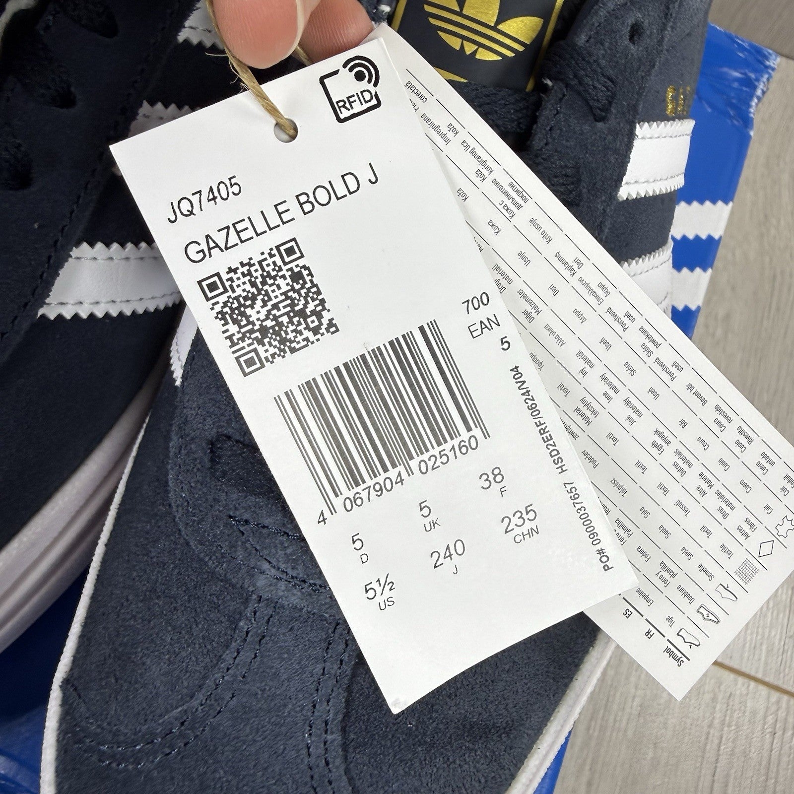 Adidas Gazelle Bold Trainers Aurora Ink White Size UK5 JQ74053