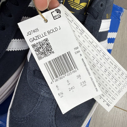 Adidas Gazelle Bold Trainers Aurora Ink White Size UK5 JQ74053