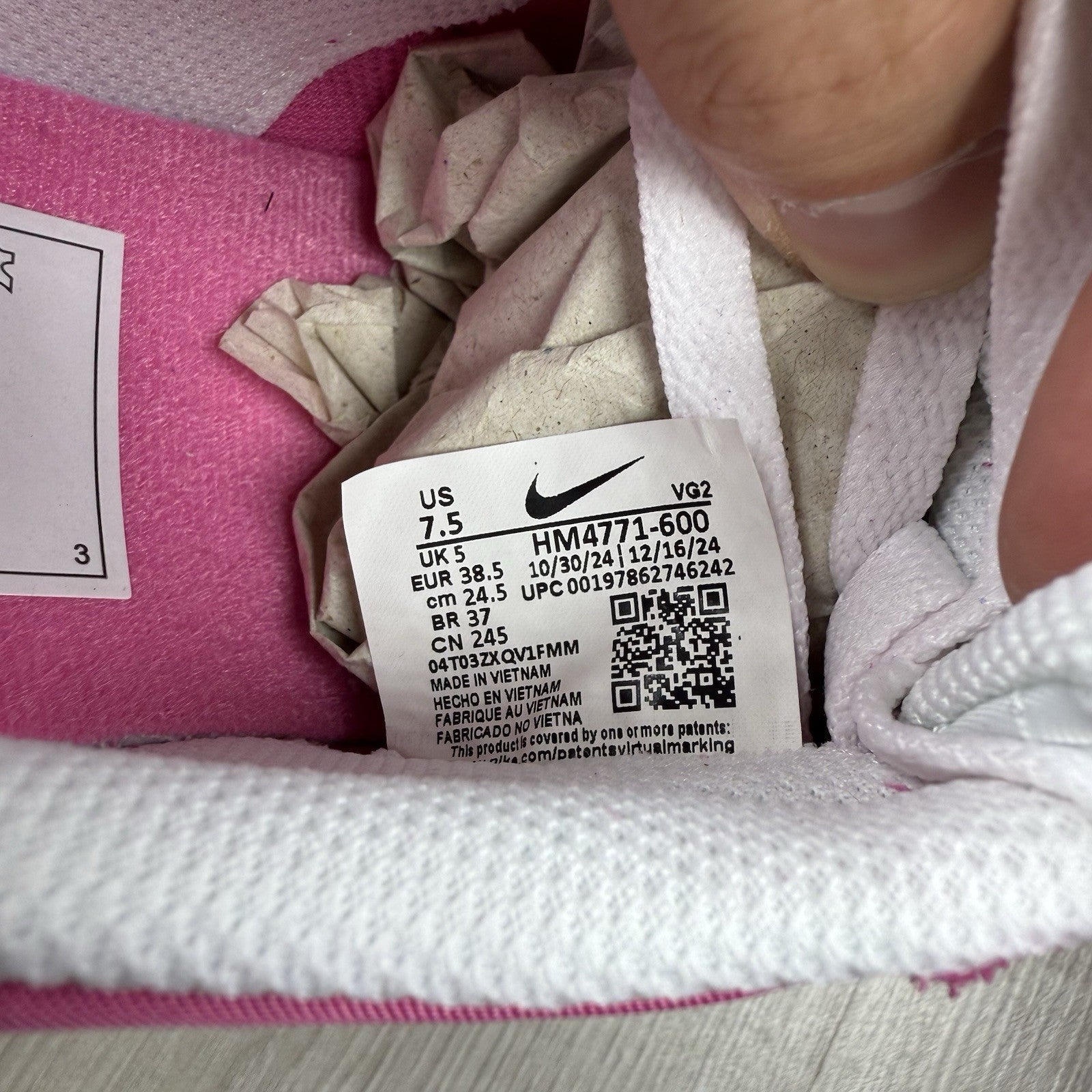 Nike Pacific Trainers Pinksicle Gum White Size UK5 HM4771-6007