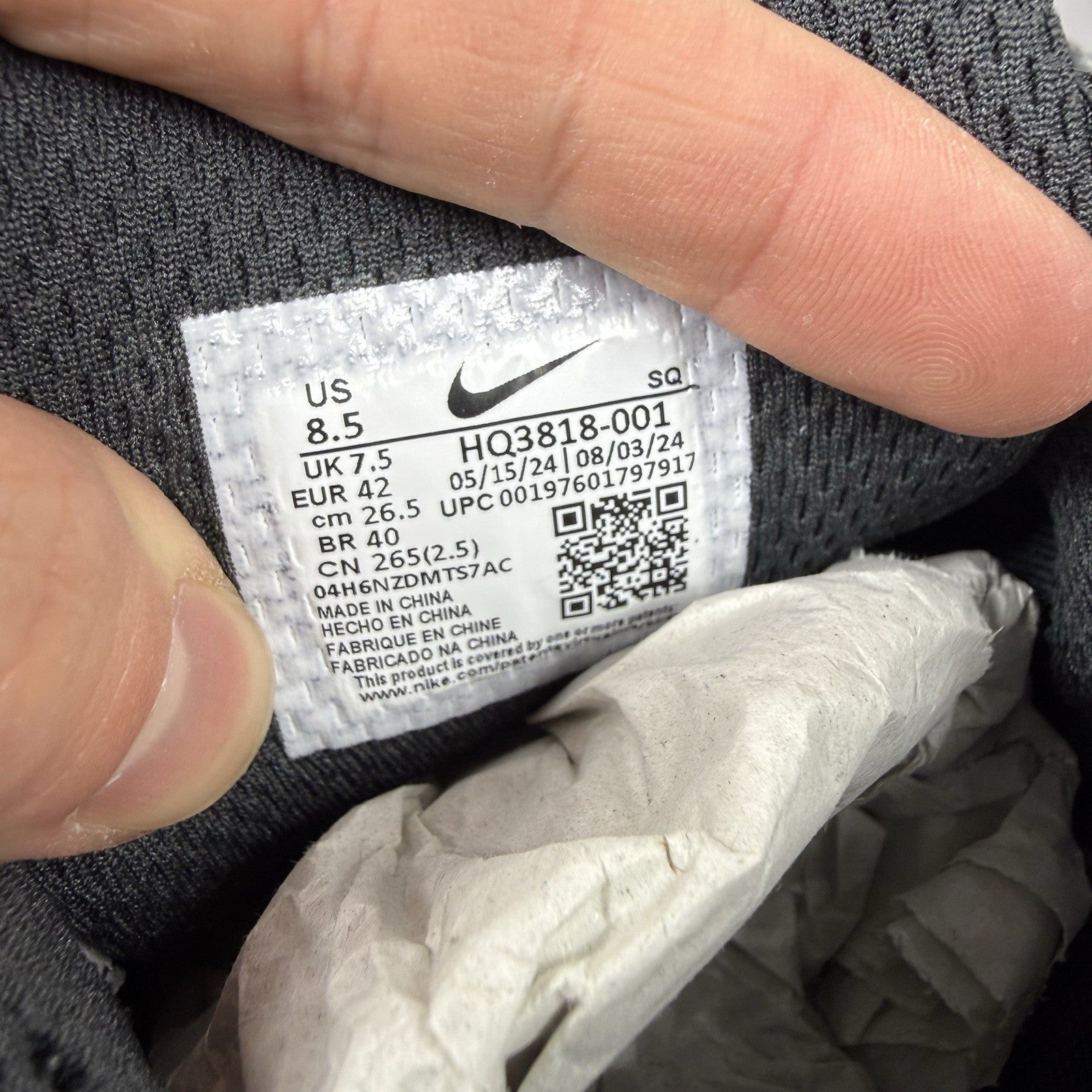 Nike P-6000 Winterised Trainers Anthracite Smoke Grey Size UK7.5 HQ3818 00112